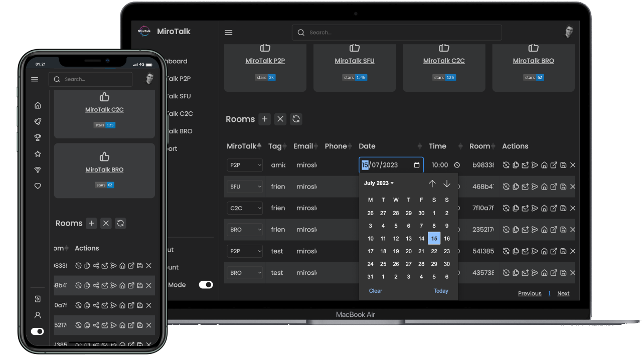 Meetbucket dashboard on desktop and mobile